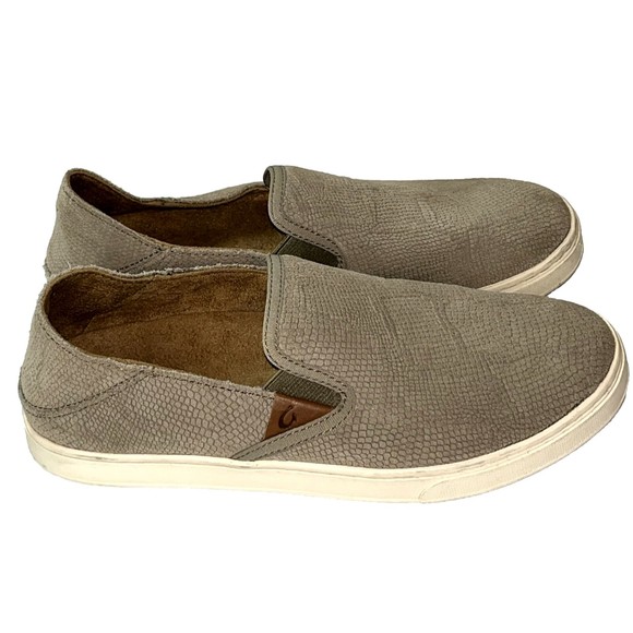 Olukai Pehuea Women's 7W Leather Loafer Slip On Clay Taupe Brown 20329-LH10 - Picture 3 of 9